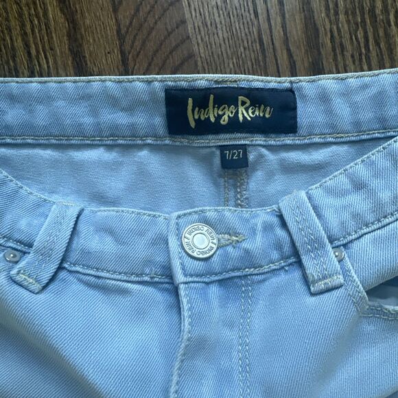 Ladies Indigo Rein Distressed Light Blue Cutoff Jean Shorts 30” Waist* - Picture 2 of 4